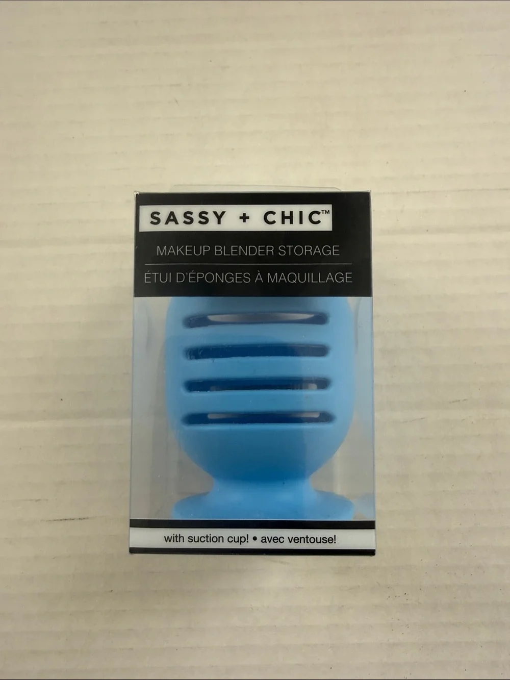 Sassy + Chic Blue Makeup Blender Storage with Suction Cup